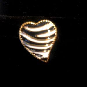 Robert Cavalli Heart Cocktail Ring with zebra stripes